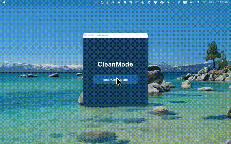 CleanMode demo — locking and unlocking keyboard and trackpad for laptop cleaning